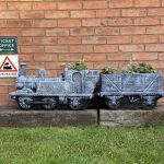 TRACEY'S TRAIN PLANTER SITS ON 50 YEAR OLD RAILWAY SLEEPERS