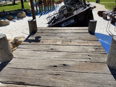 OH TO BE A CHILD AGAIN! BUSSELTON BEACH'S SHIPWRECK PLAY AREA WITH RAILWAY SLEEPER STEPS & WALKWAY
