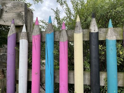 GIANT PENCILS! AN EYE-CATCHING USE OF WOODEN LANDSCAPING POLES