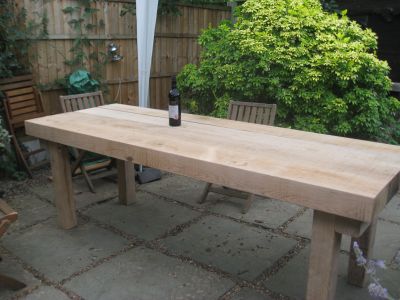 Massive banqueting table from new oak railway sleepers