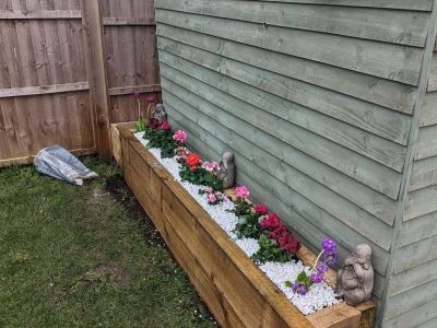 WILL'S NARROW RAISED BED FROM NEW PINE RAILWAY SLEEPERS 