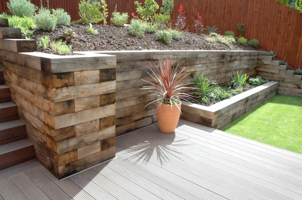 Blue Leaf Landscapes with railway sleepers