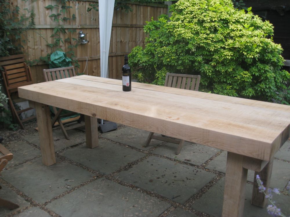 Extra large banqueting table from new oak railway sleepers