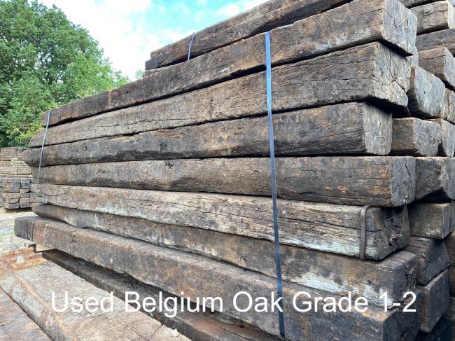 Used grade 1-2 Belgium oak hardwood railway sleepers available from railwaysleepers.com