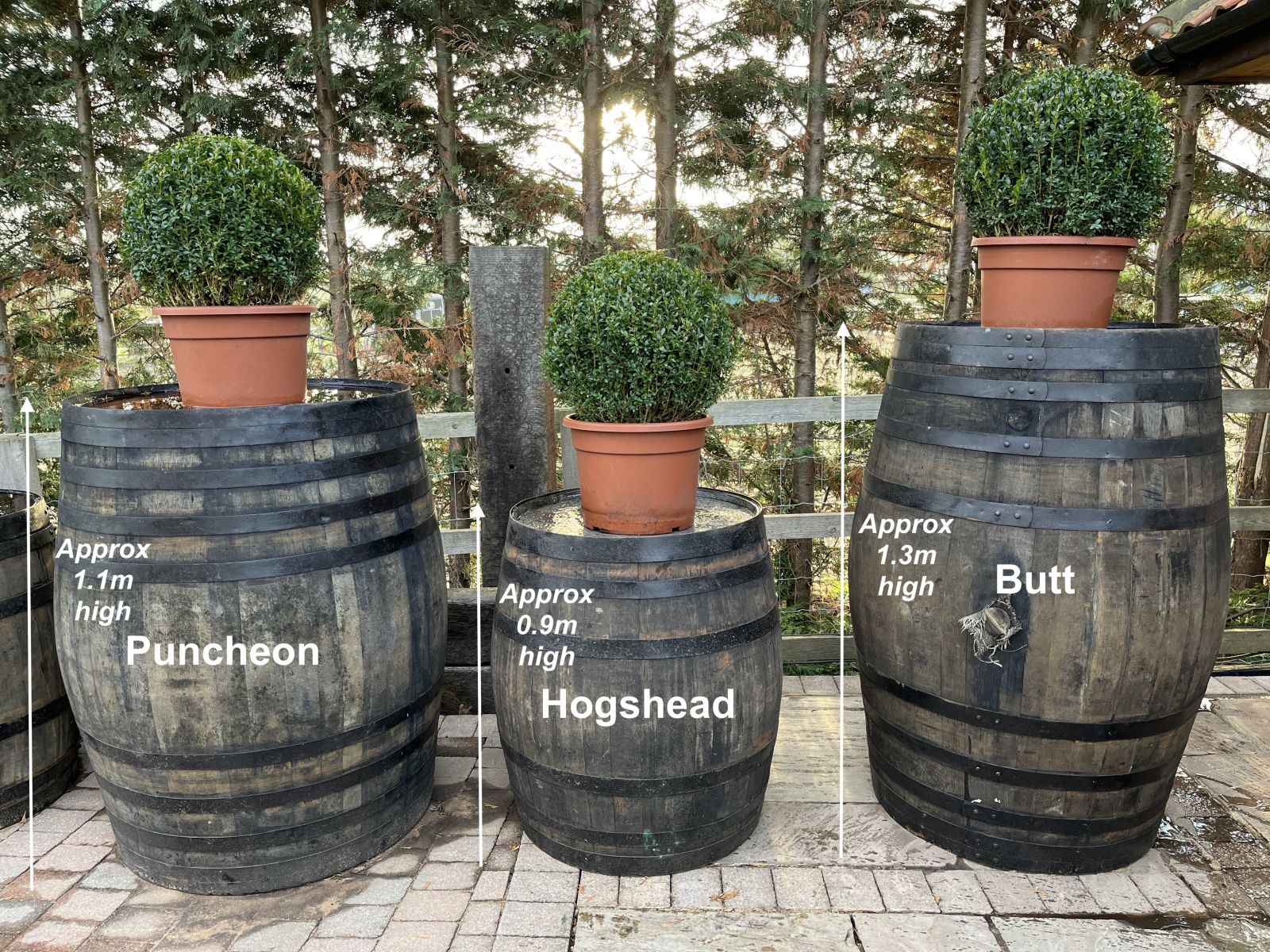 The heights and measurements of oak barrels, Butts, Puncheons and Hogsheads. Railwaysleepers.com