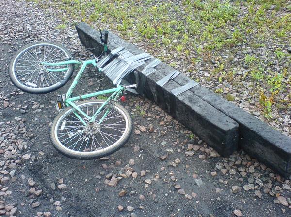 Bike unsuccessfully attempting to deliver our railway sleepers. Railwaysleepers.com
