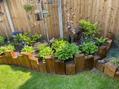 ADRIAN'S STAGGERED MINI 'CASTLE WALL' WITH NEW PINE RAILWAY SLEEPERS