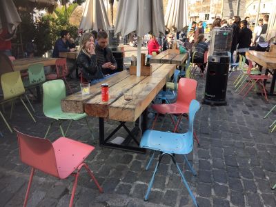 Barcelona Cafe Tables from New Oak Railway Sleepers