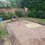 READY TO RUMBLE! STEPHEN'S BOULES COURT EDGED WITH USED TROPICAL HARDWOOD RAILWAY SLEEPERS