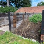 CALKE ABBEY'S COMPOST BAYS WITH OLD RAILWAY SLEEPERS & STEEL H-BEAMS