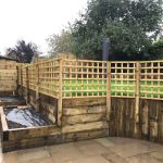 GINA'S SHED, RAISED BEDS AND WALLS FROM NEW PINE RAILWAY SLEEPERS