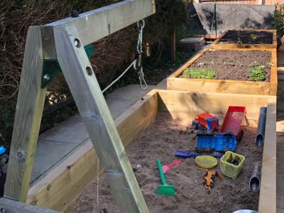 Jake's family railway sleeper project. Raised bed fun for everyone!