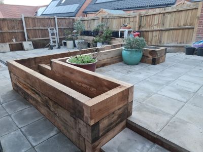 STEPHEN'S AMAZING COLLECTION OF RAISED BEDS FROM NEW OAK RAILWAY SLEEPERS