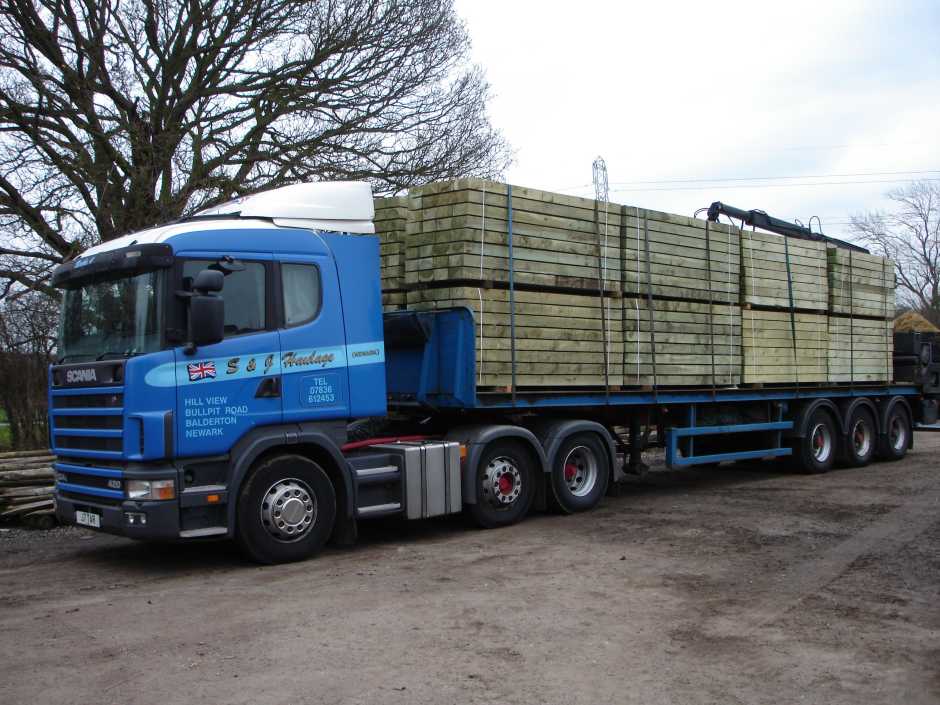 Lorry delivering our railway sleepers. Railwaysleepers.com