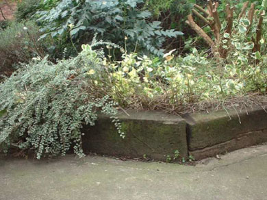 Reclaimed used oak railway sleepers create raised garden beds. Railwaysleepers.com