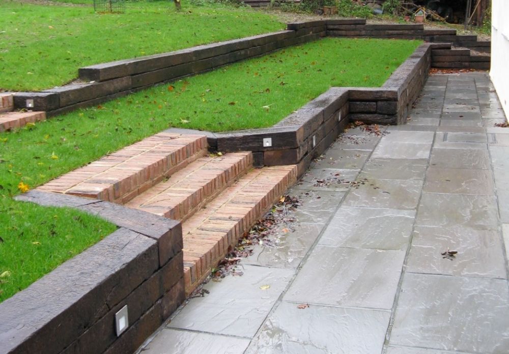 Marc S Retaining Wall With Used Dutch Oak Railway Sleepers - How To Build A Retaining Wall With Railway Sleepers