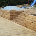 Dramatic looking steps and garden walls from new oak railway sleepers